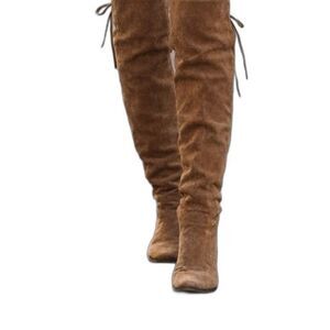 BDG Knee High Boots Brown Suede Leather Pull On riding Urban Outfitters US 9